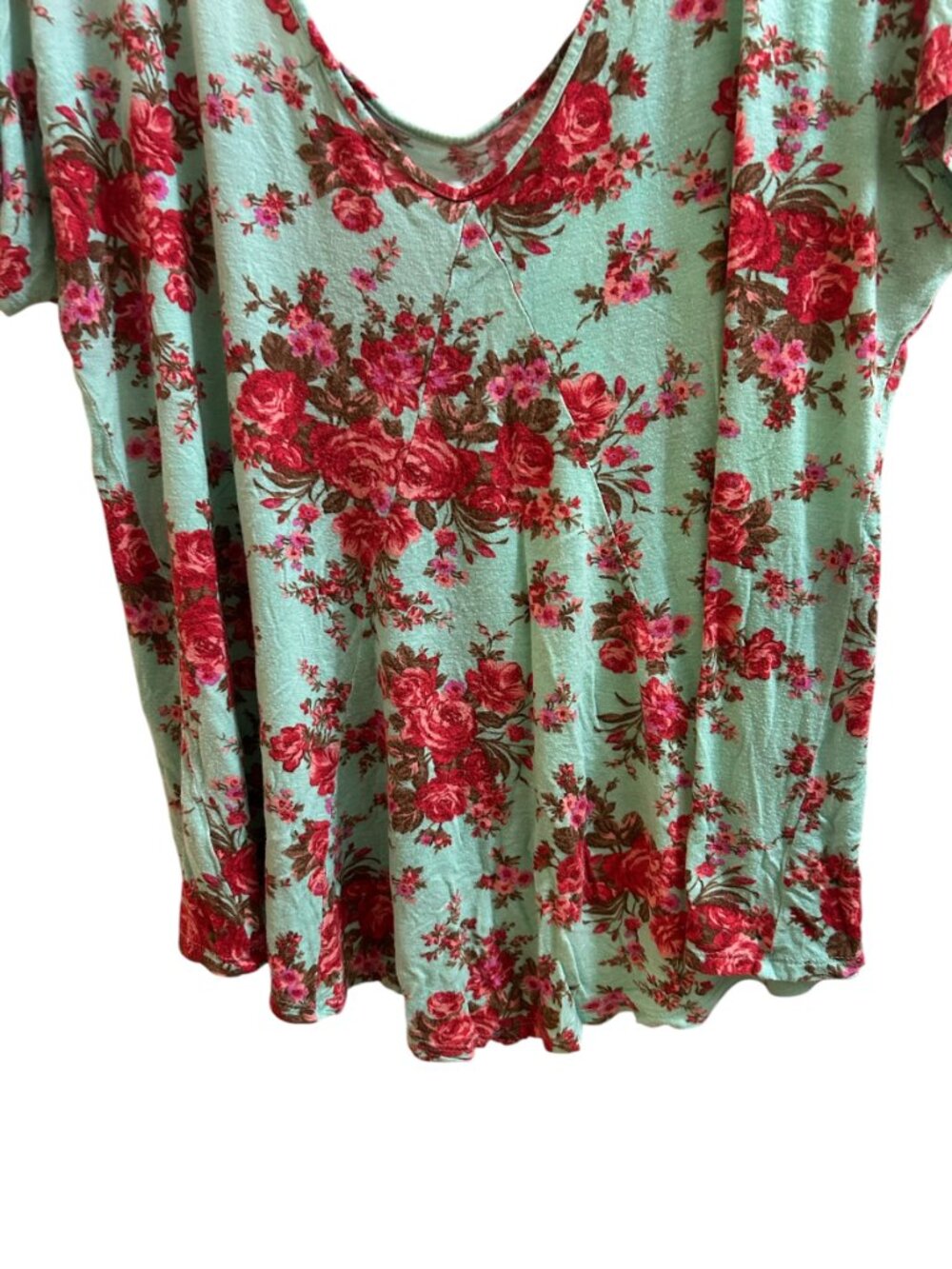 Deb Mint Floral High-Low Swing Top Size 1X - Picture 4 of 9